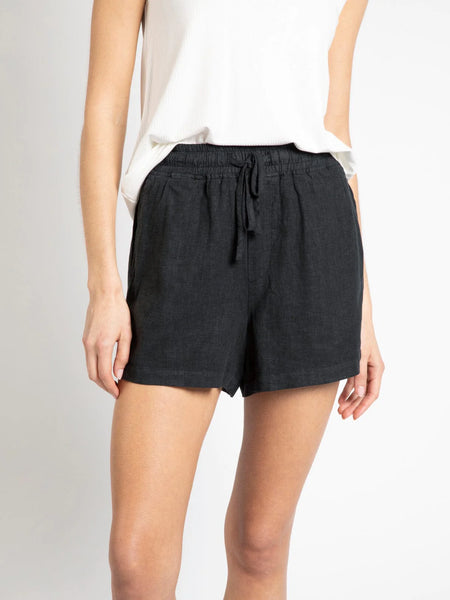 Sade Black Linen Shorts